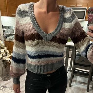 NEW Abercrombie and Fitch knit striped sweater reversible size small